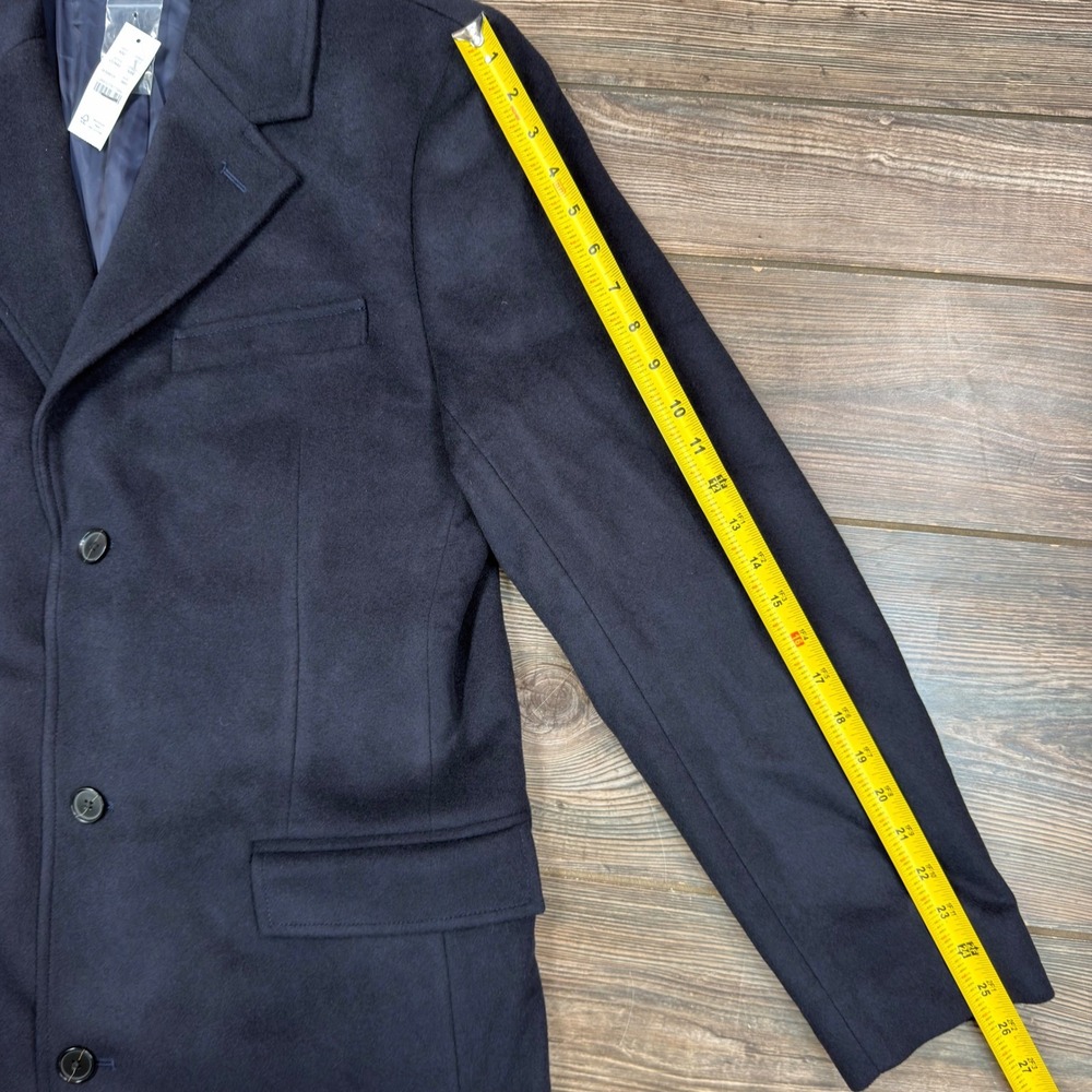 J.Crew Mens 38R Rivington Topcoat Navy Blue Wool Cashmere Italian Fabric NEW - Picture 5 of 16